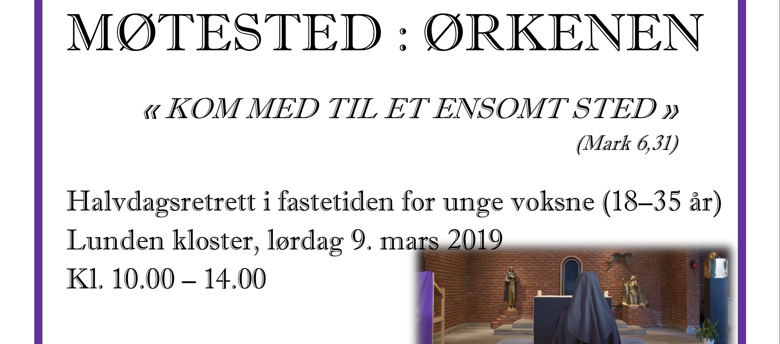 Halvdagsretrett for unge voksne, lørdag 9. mars 2019